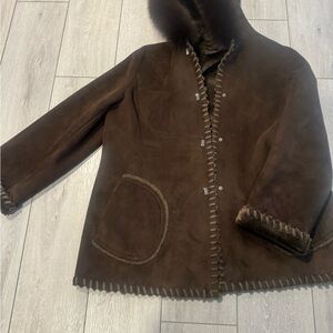 1 Madison Dark Brown Fur-Trimmed Jacket